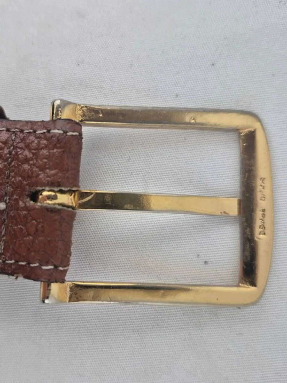 Botany 500 Pebbled Leather Belt Solid Brass Buckle Made in USA Size M/L